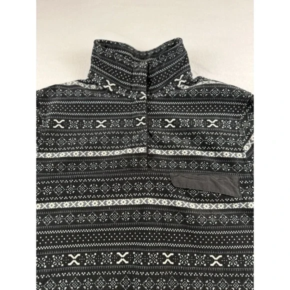 Jachs Cabin Fair Isle 1/4 Snap Pullover Black White Women's Size L EUC Cozy - Picture 2 of 12